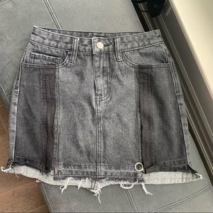 Black denim skirt with zippers